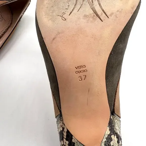 JEAN-MICHEL CAZABAT Pointy Toe Pumps Womens 6.5 Suede Patchwork Kitten Heels - Picture 9 of 10